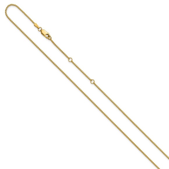 14k Yellow Gold 1.2mm D/C Spiga 1in+1in Adjustable Chain